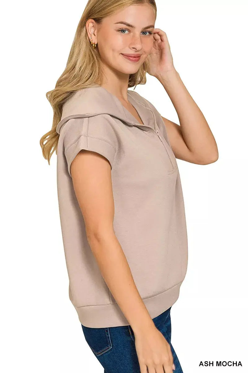 Zenana Scuba Half Zip Top-The Calma Edit